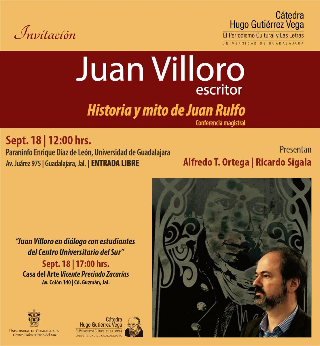 Invitacion a la conferencia magistral Historia y mito de Juan Rulfo