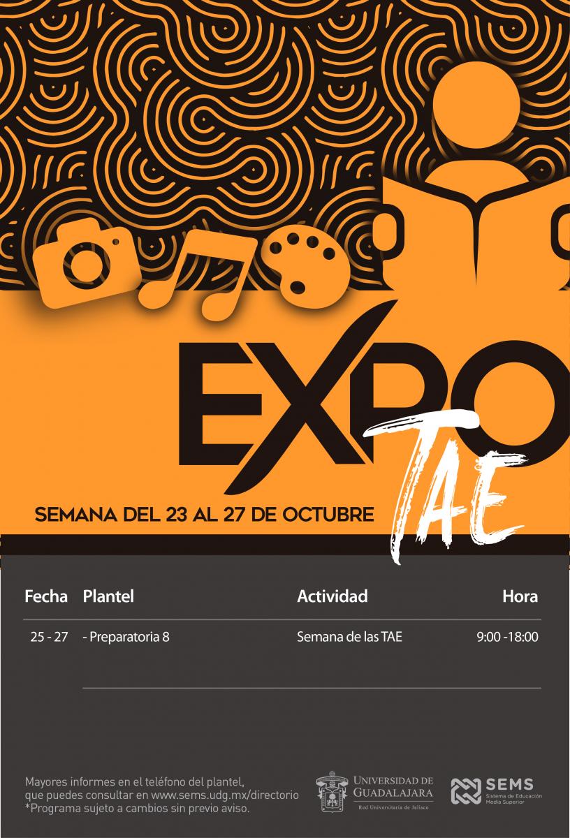 Calendario de actividades de Expo TAE de la semana del 23 al 27 de octubre