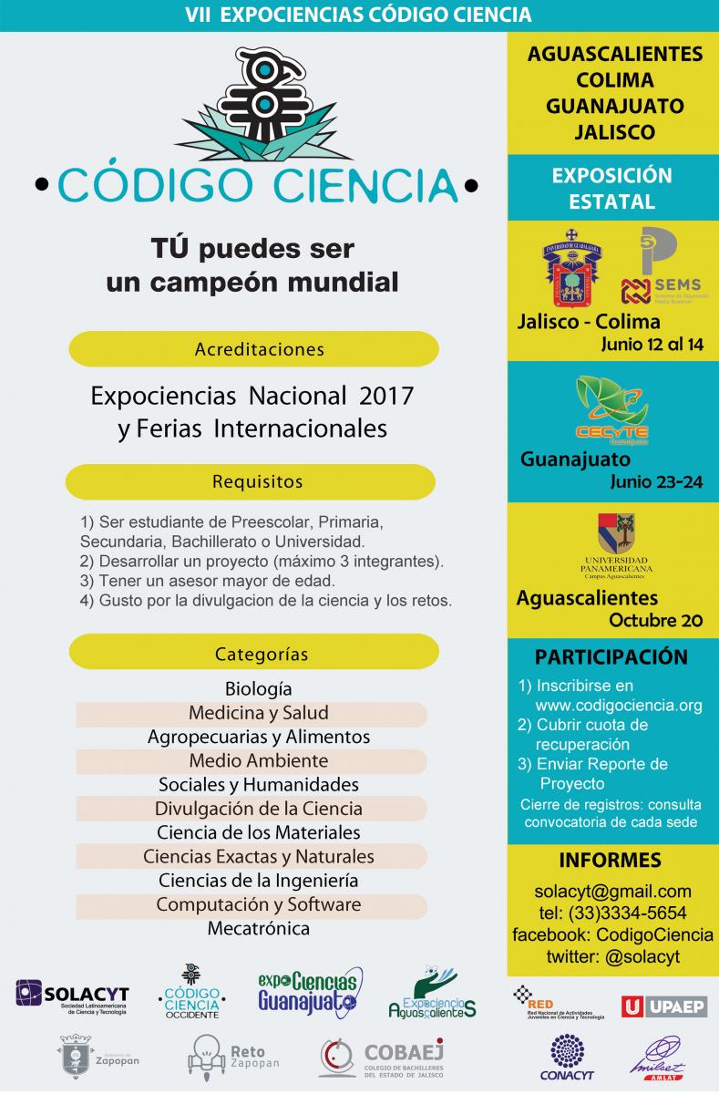 Invitación a VII Edición de Código Ciencia – Expociencias Jalisco