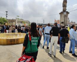 Responde de manera oportuna personal del SEMS al evacuar edificio Valentín Gómez Farías, ante sismo